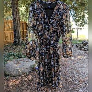 MSK 20W long sleeve sheer dress fall colors